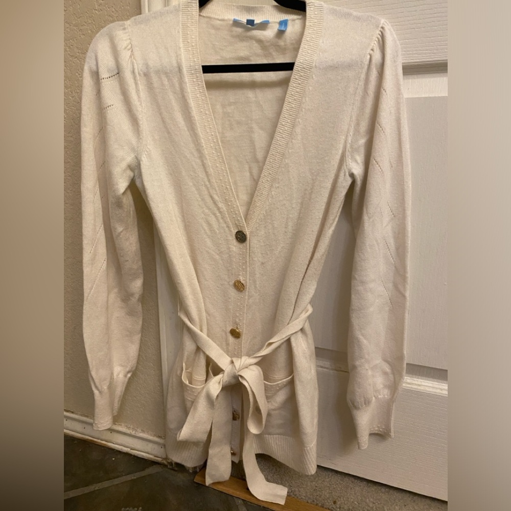 Draper James tie front cardigan XS ivory
